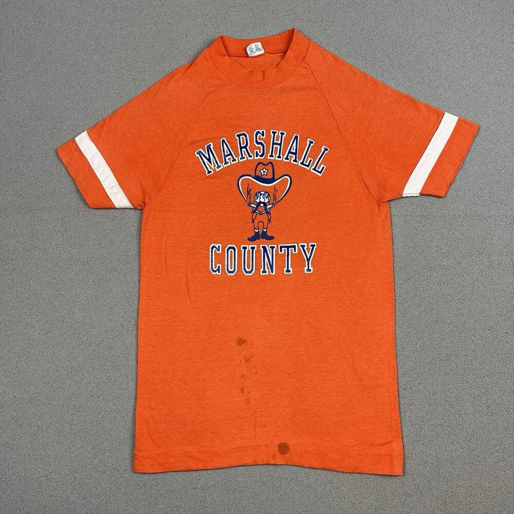 Vtg 70 Champion Single Stitch Tee T Shirt Marshall County USA Youth Medium